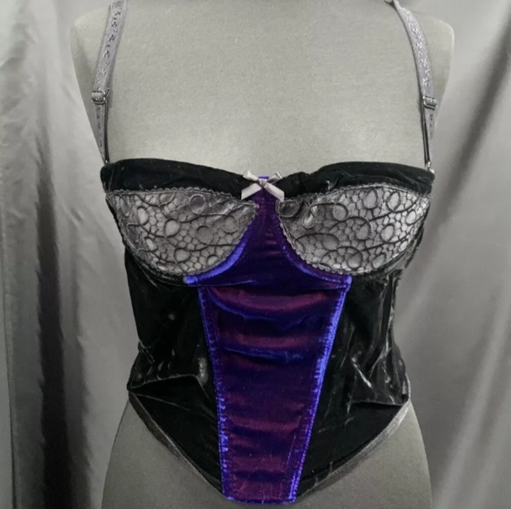 Vintage Deadstock Raven S.D.L. Velvet Corset Bustier